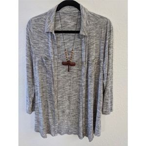 Merona Heather Gray Soft Button Down Top sz Large